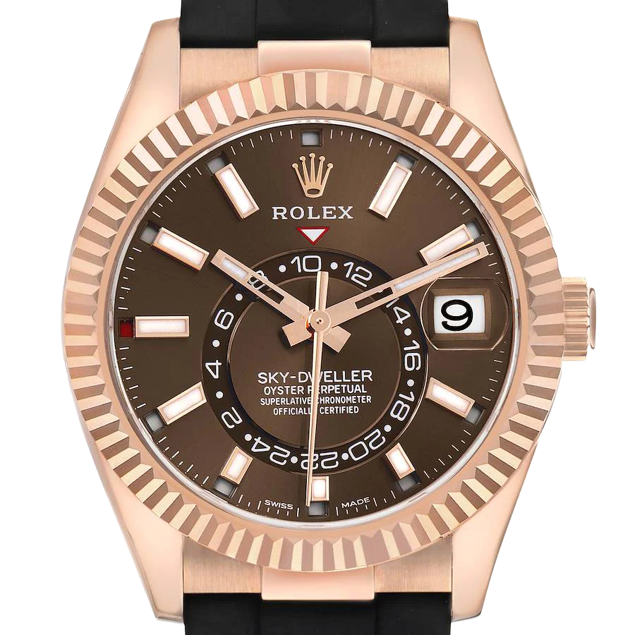 Sky-Dweller 42mm Rose Gold Chocolate Brown Dial Mens Watch 326235