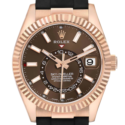 Sky-Dweller 42mm Rose Gold Chocolate Brown Dial Mens Watch 326235