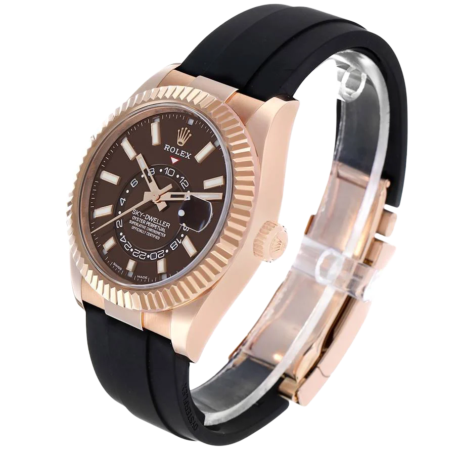 Sky-Dweller 42mm Rose Gold Chocolate Brown Dial Mens Watch 326235