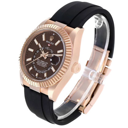 Sky-Dweller 42mm Rose Gold Chocolate Brown Dial Mens Watch 326235