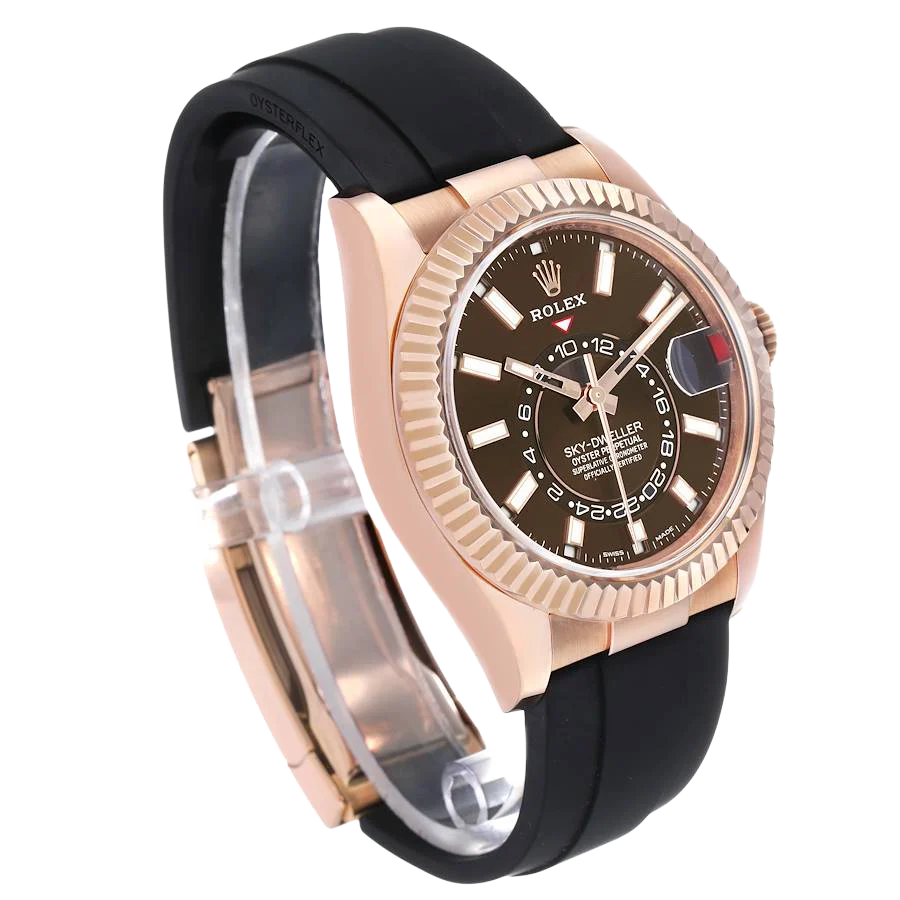 Sky-Dweller 42mm Rose Gold Chocolate Brown Dial Mens Watch 326235
