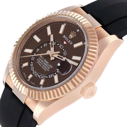 Sky-Dweller 42mm Rose Gold Chocolate Brown Dial Mens Watch 326235
