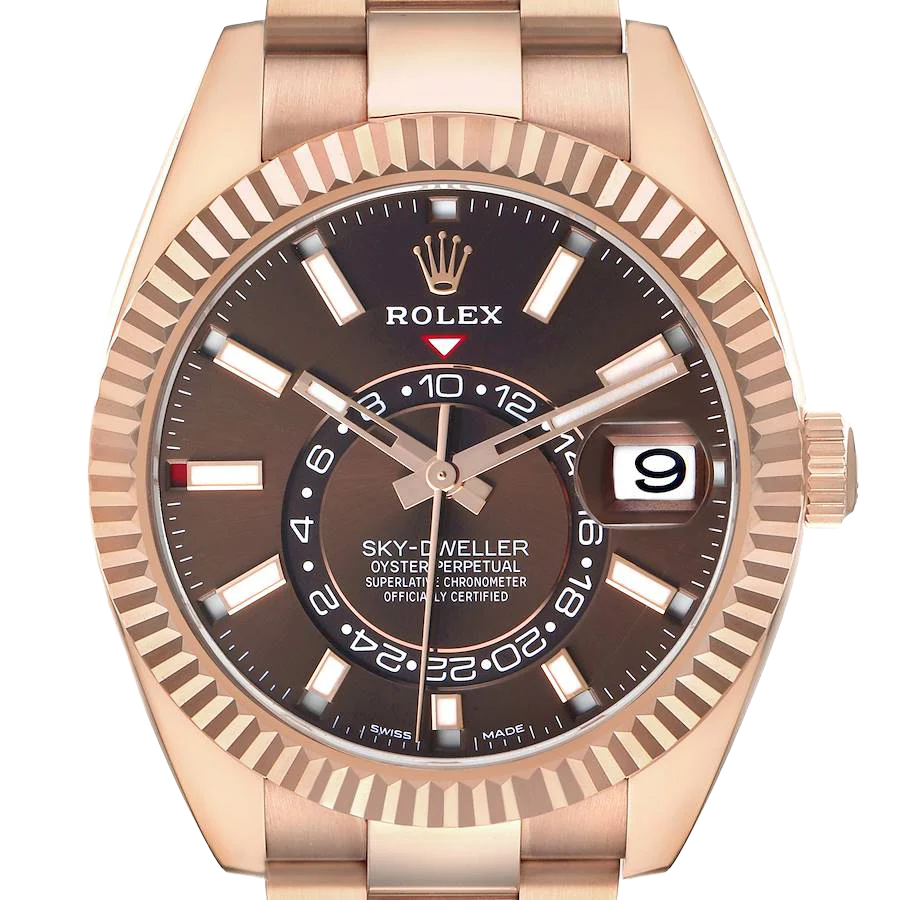 Sky-Dweller 42mm Rose Gold Chocolate Brown Dial Mens Watch 326935