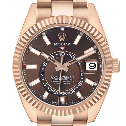 Sky-Dweller 42mm Rose Gold Chocolate Brown Dial Mens Watch 326935