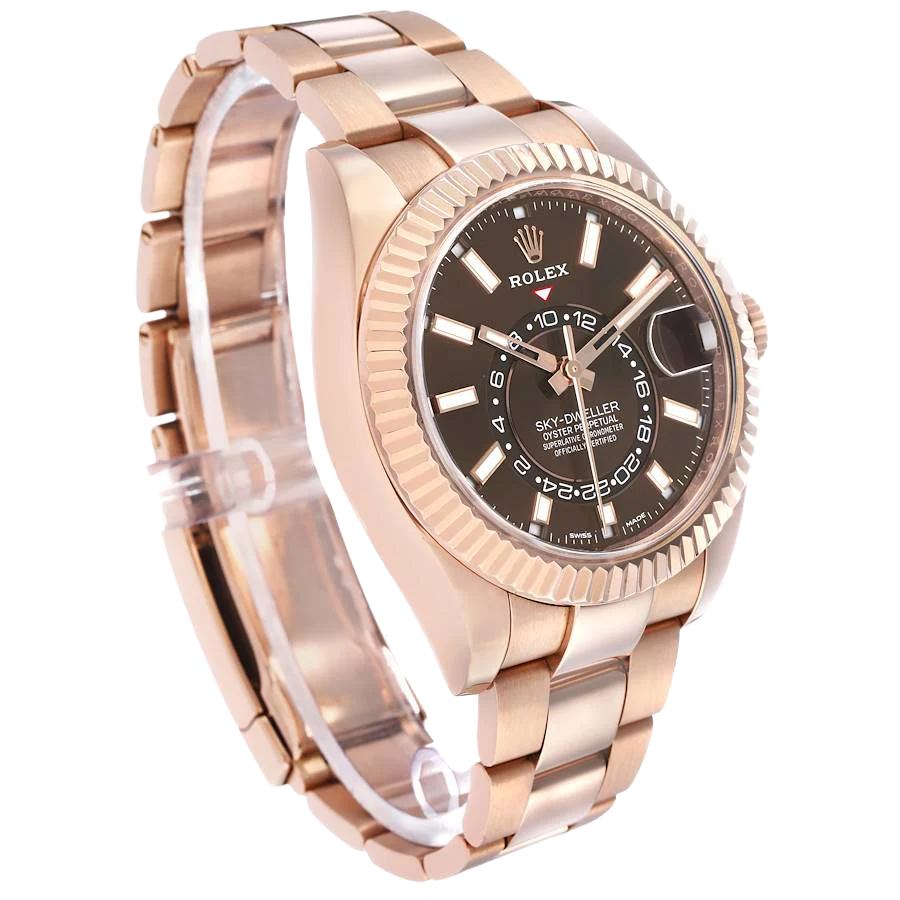 Sky-Dweller 42mm Rose Gold Chocolate Brown Dial Mens Watch 326935