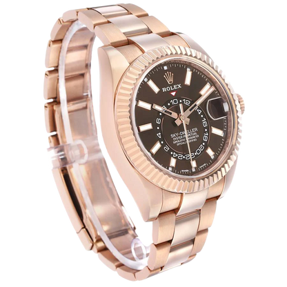Sky-Dweller 42mm Rose Gold Chocolate Brown Dial Mens Watch 326935