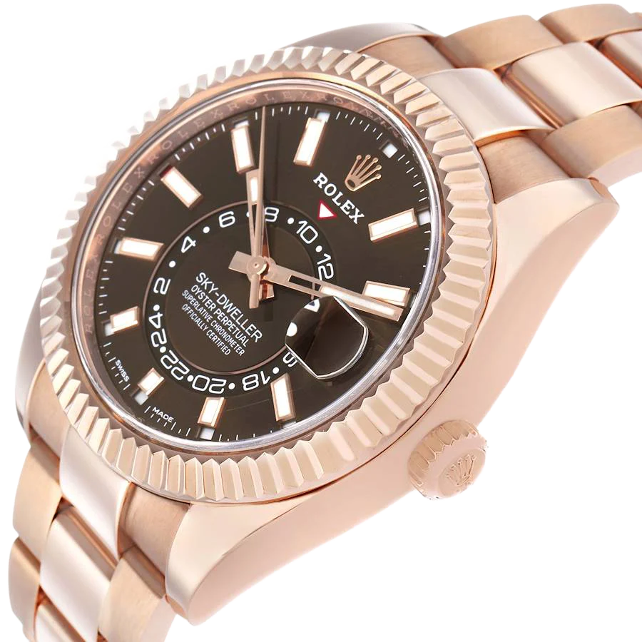Sky-Dweller 42mm Rose Gold Chocolate Brown Dial Mens Watch 326935