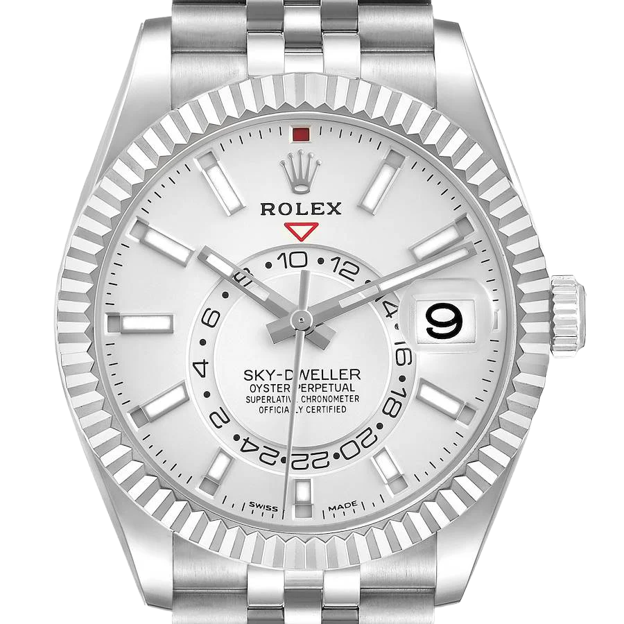 Sky-Dweller 42mm  Silver Dial Steel White Gold Mens Watch 326934
