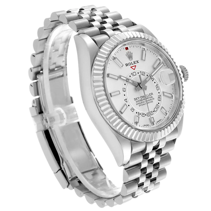 Sky-Dweller 42mm  Silver Dial Steel White Gold Mens Watch 326934
