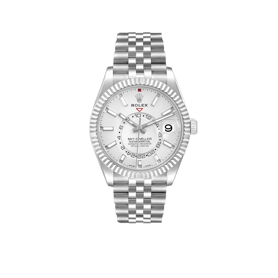 Sky-Dweller 42mm  Silver Dial Steel White Gold Mens Watch 326934