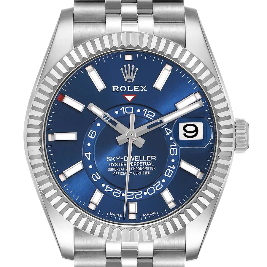 Sky-Dweller 42mm Steel White Gold Blue Dial Mens Watch 326934
