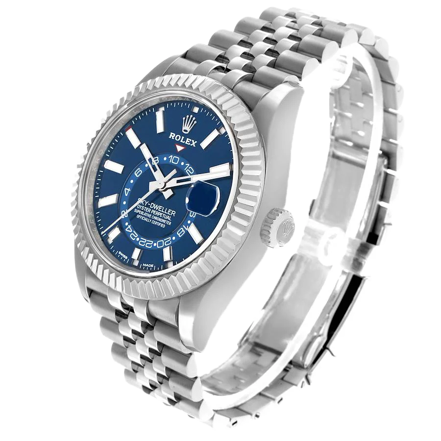 Sky-Dweller 42mm Steel White Gold Blue Dial Mens Watch 326934