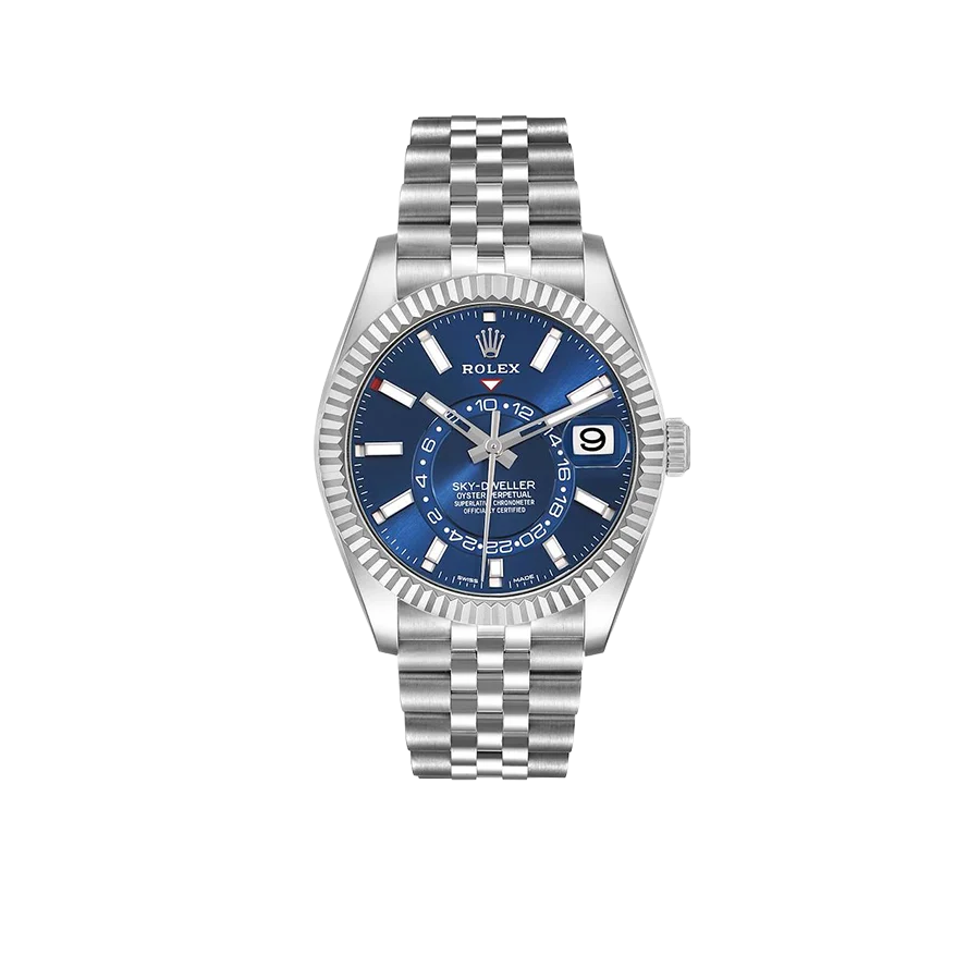Sky-Dweller 42mm Steel White Gold Blue Dial Mens Watch 326934
