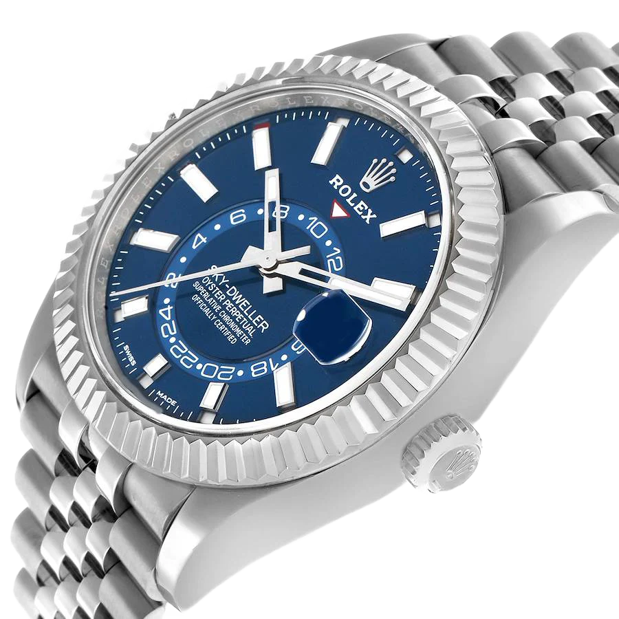Sky-Dweller 42mm Steel White Gold Blue Dial Mens Watch 326934