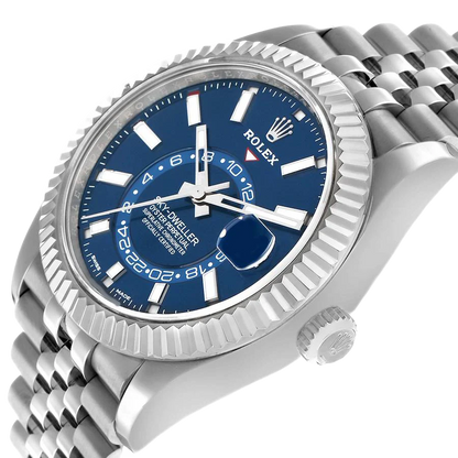Sky-Dweller 42mm Steel White Gold Blue Dial Mens Watch 326934