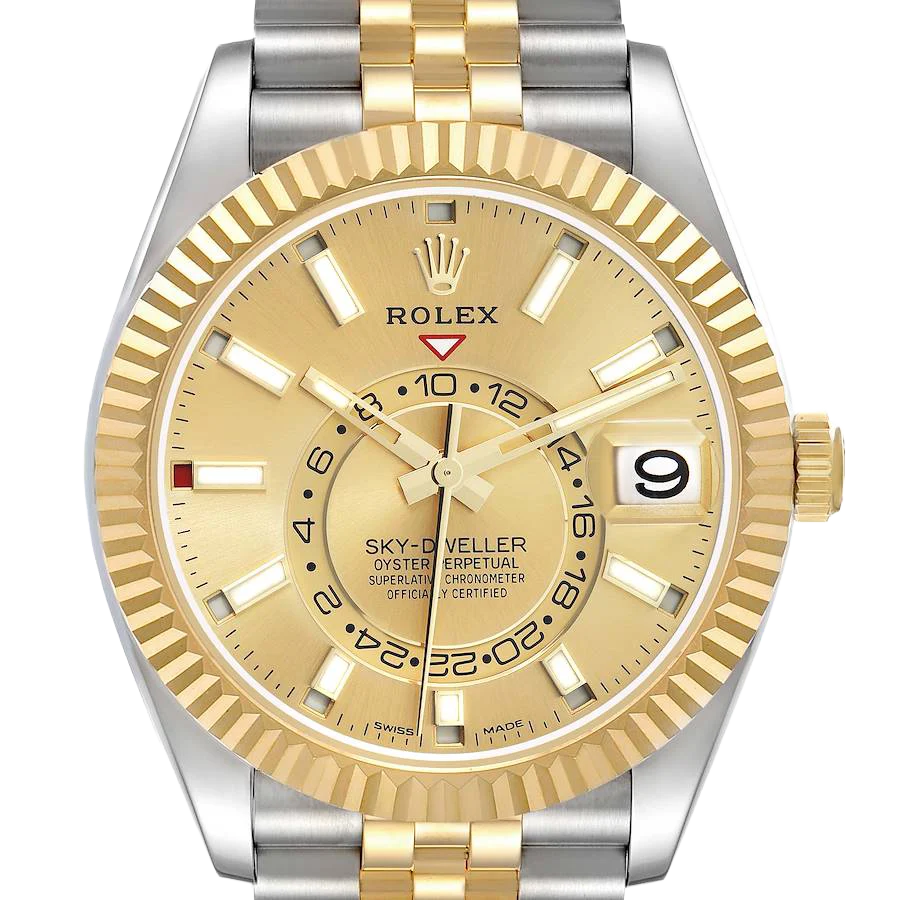 Sky Dweller 42mm Steel Yellow Gold Dial Mens Watch 326933