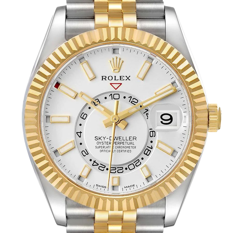 Sky-Dweller 42mm Steel Yellow Gold Silver Dial Mens Watch 326933