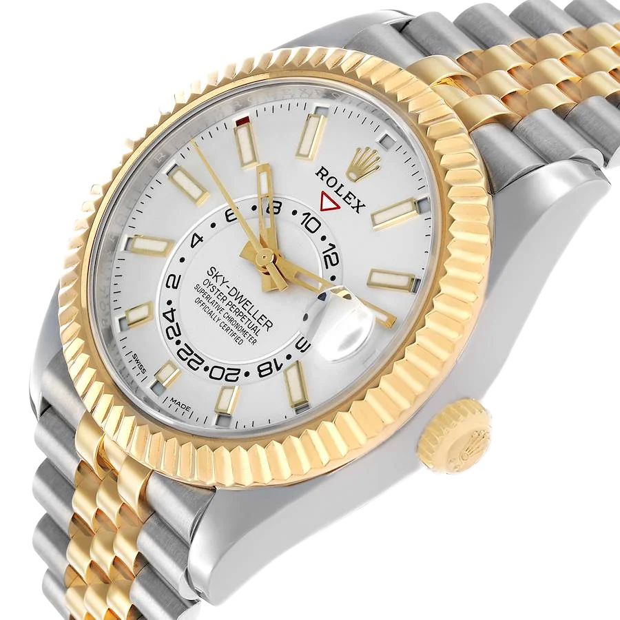 Sky-Dweller 42mm Steel Yellow Gold Silver Dial Mens Watch 326933