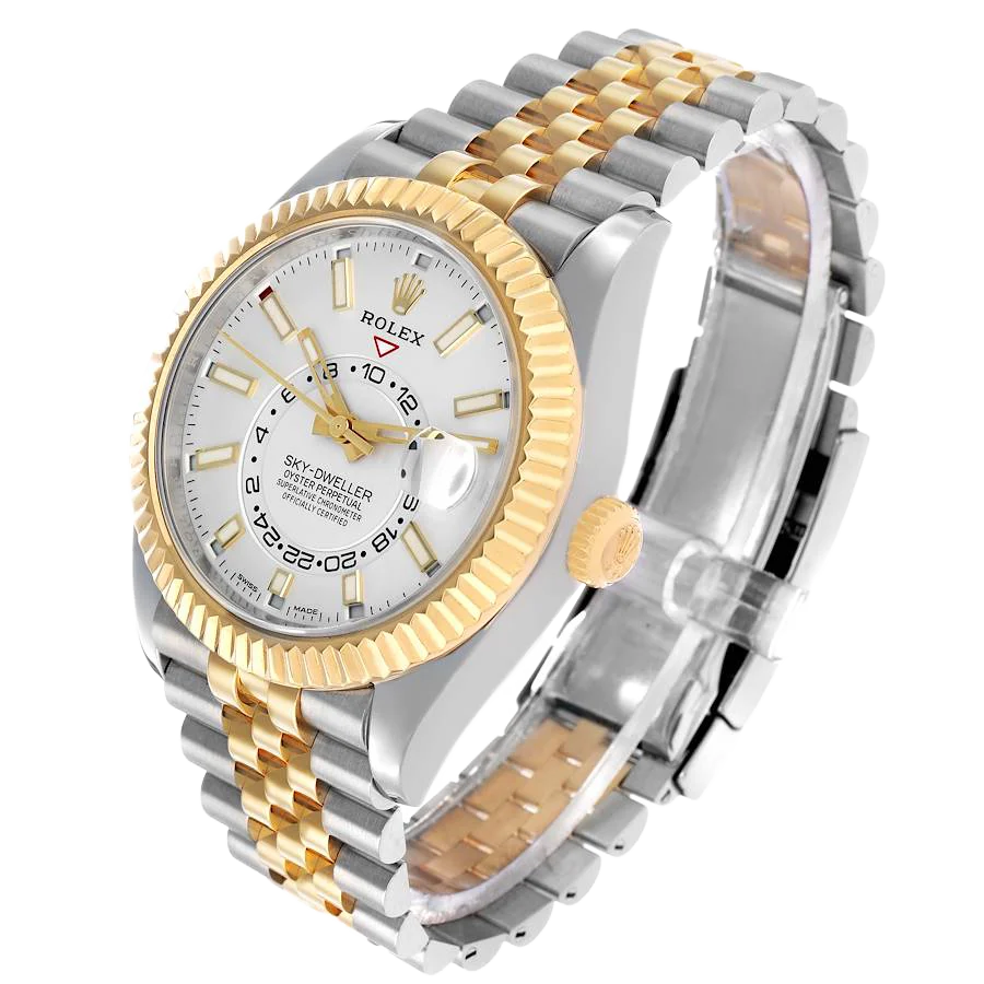 Sky-Dweller 42mm Steel Yellow Gold Silver Dial Mens Watch 326933