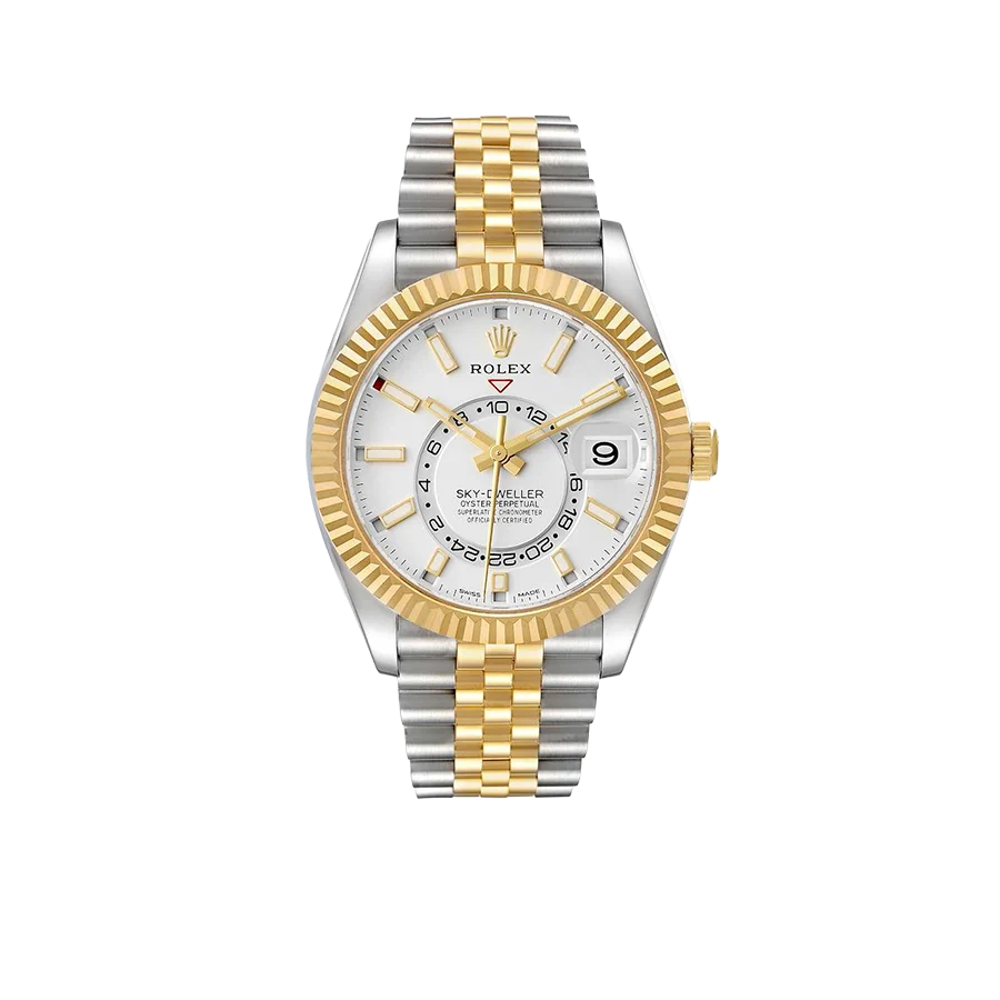 Sky-Dweller 42mm Steel Yellow Gold Silver Dial Mens Watch 326933