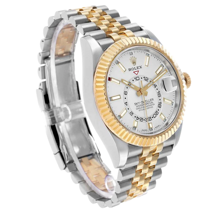Sky-Dweller 42mm Steel Yellow Gold Silver Dial Mens Watch 326933