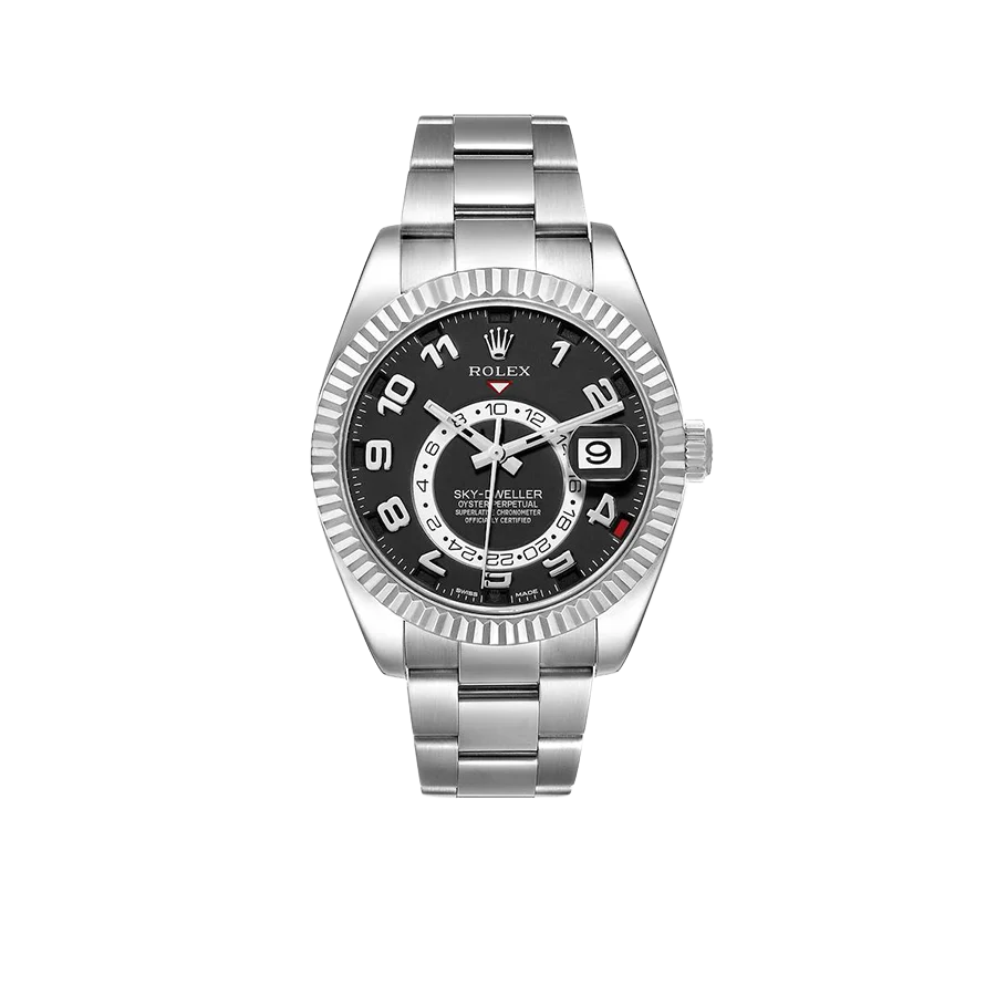 Sky-Dweller 42mm White Gold Black Dial Mens Watch 326939