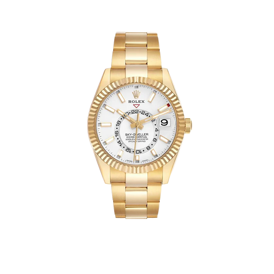 Sky-Dweller 42mm Yellow Gold White Dial Automatic Mens Watch 326938