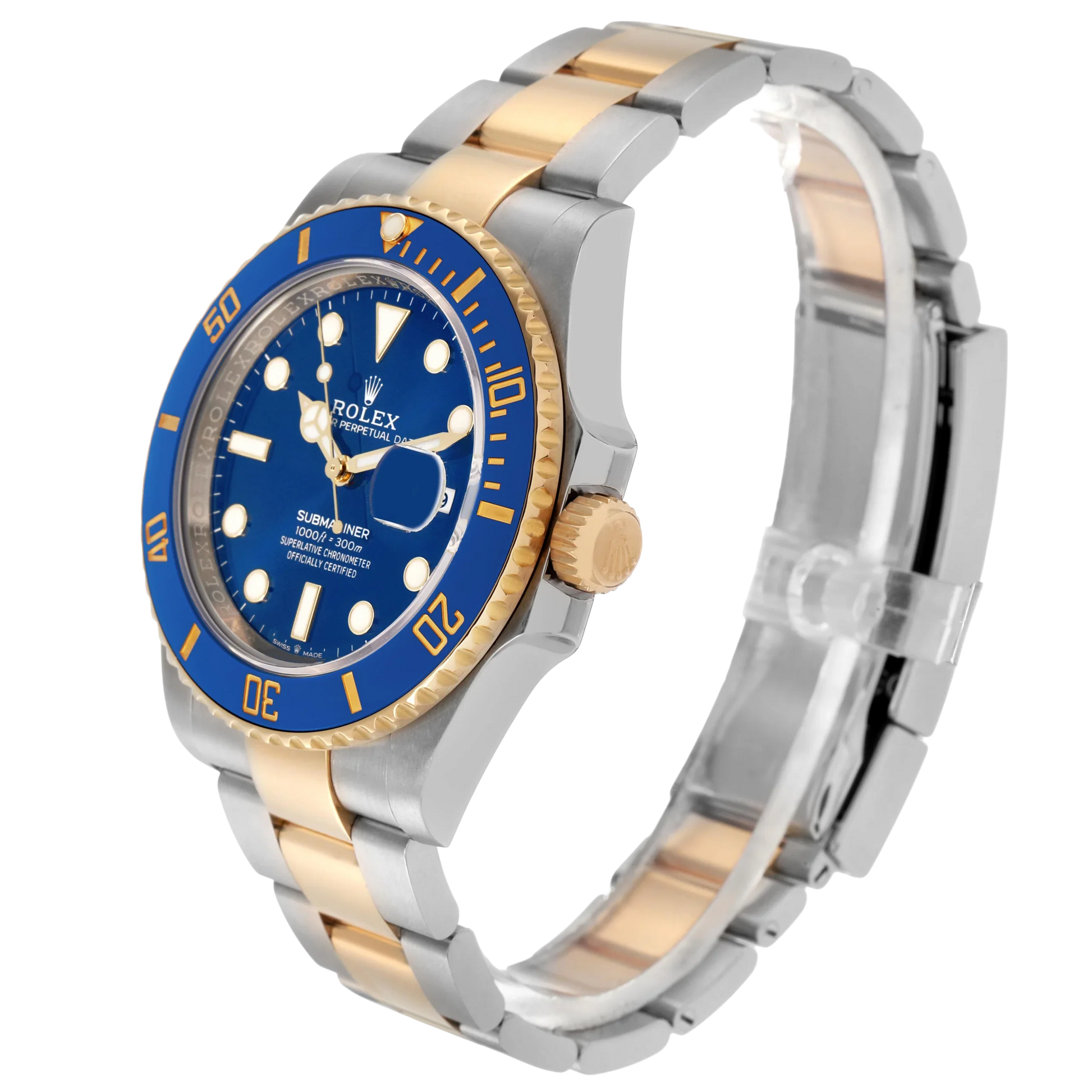 Submariner 41mm Steel Yellow Gold Blue Dial Mens Watch 126613