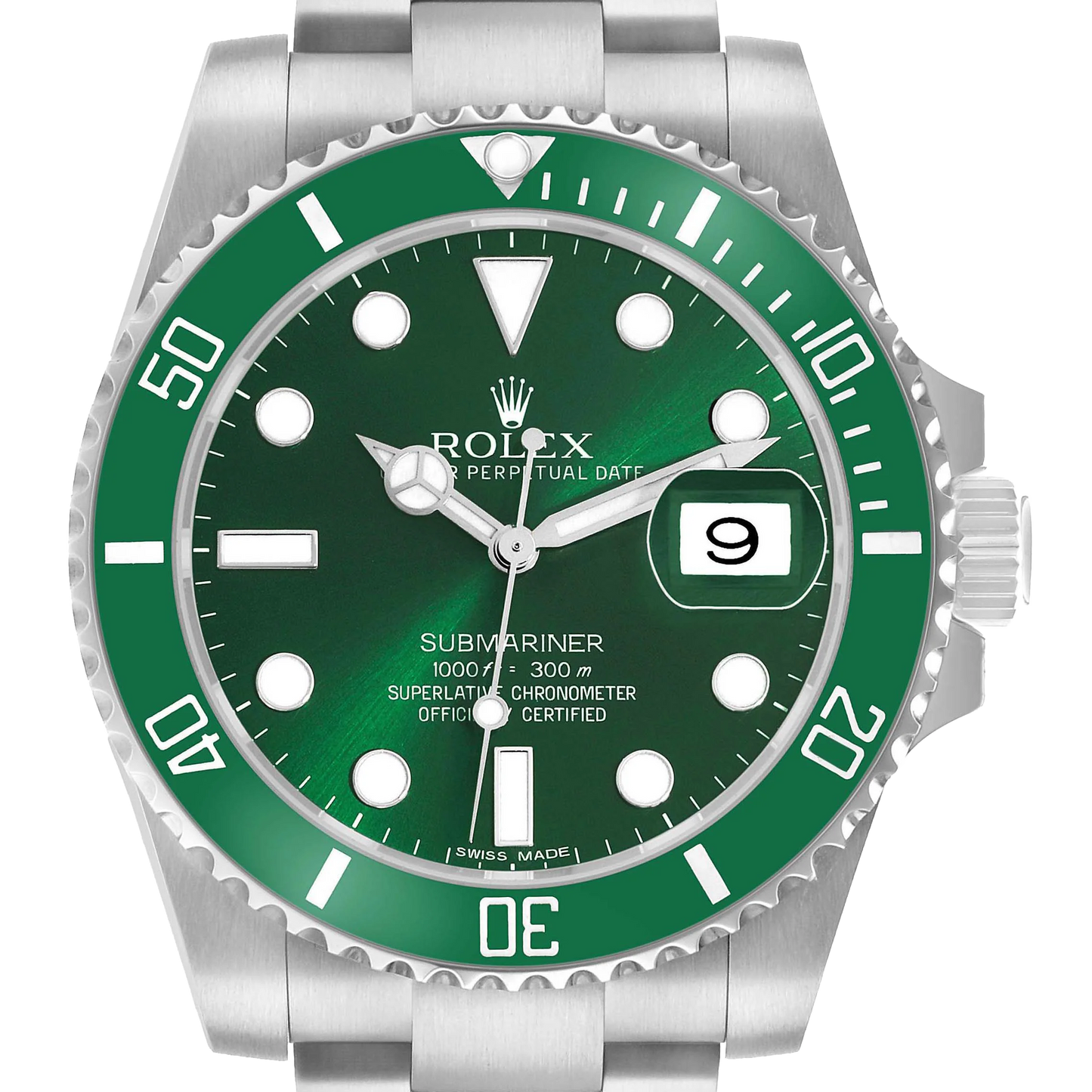 Submariner 40mm Hulk Steel Green Dial Bezel Mens Watch 116610LV