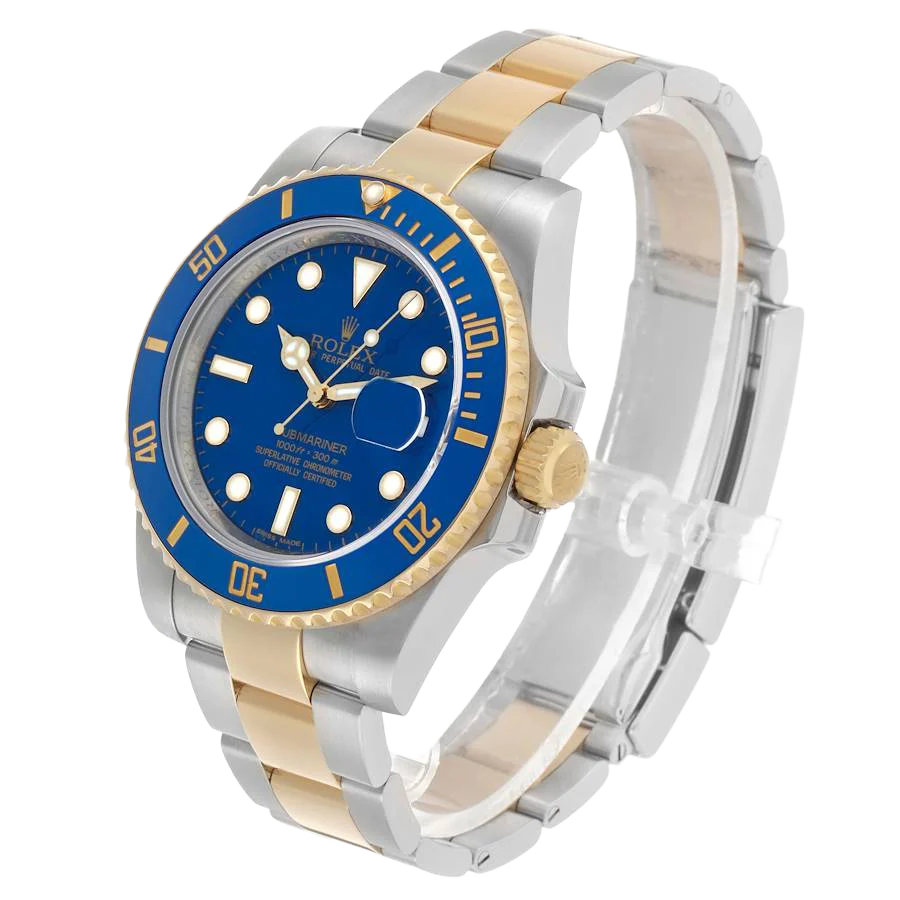 Submariner 40mm Steel Yellow Gold Blue Dial Bezel Mens Watch 116613