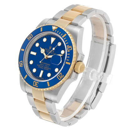 Submariner 40mm Steel Yellow Gold Blue Dial Bezel Mens Watch 116613