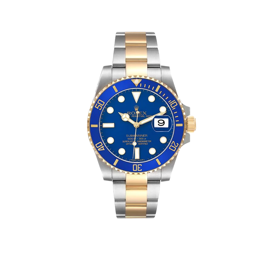 Submariner 40mm Steel Yellow Gold Blue Dial Bezel Mens Watch 116613