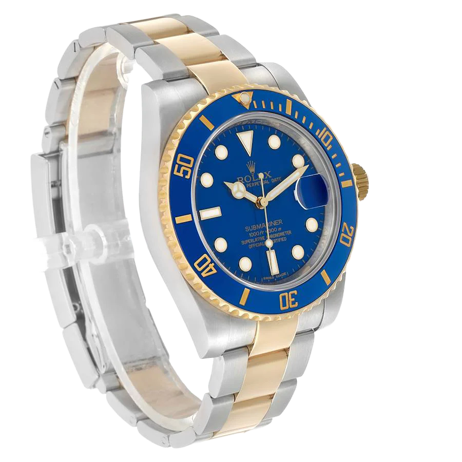 Submariner 40mm Steel Yellow Gold Blue Dial Bezel Mens Watch 116613