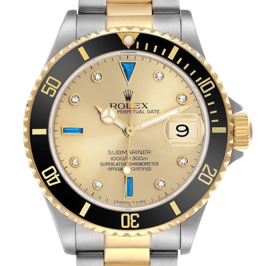 Submariner Steel Yellow Gold 40mmDiamond Serti Mens Watch 16613