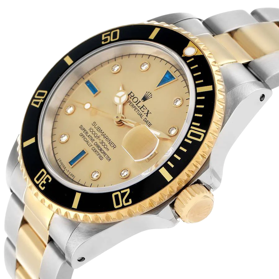 Submariner Steel Yellow Gold 40mmDiamond Serti Mens Watch 16613