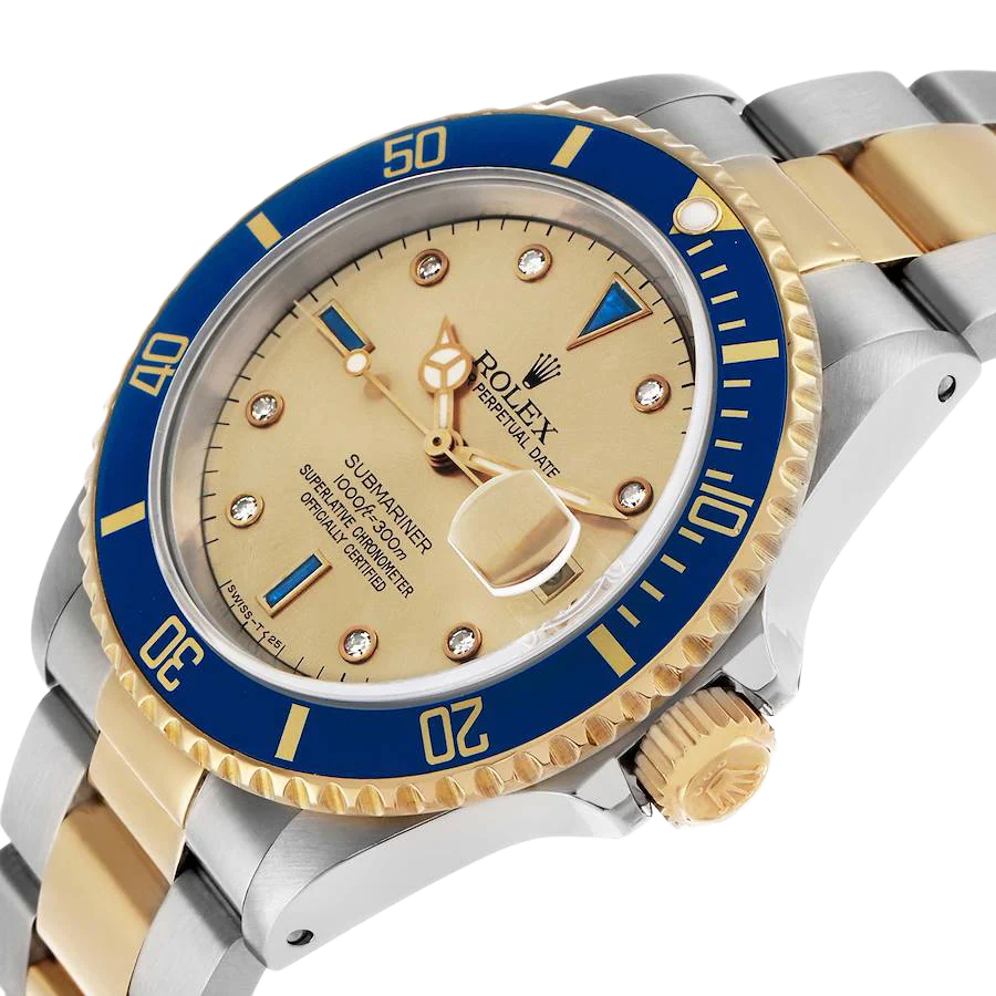 Submariner Steel Yellow Gold 40mm Diamond Serti Mens Watch 16613