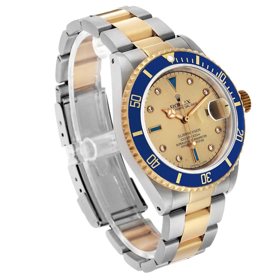 Submariner Steel Yellow Gold 40mm Diamond Serti Mens Watch 16613