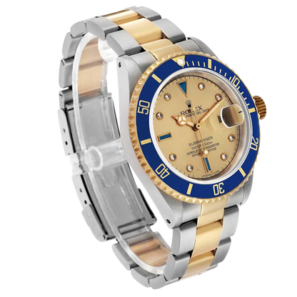 Submariner Steel Yellow Gold 40mm Diamond Serti Mens Watch 16613