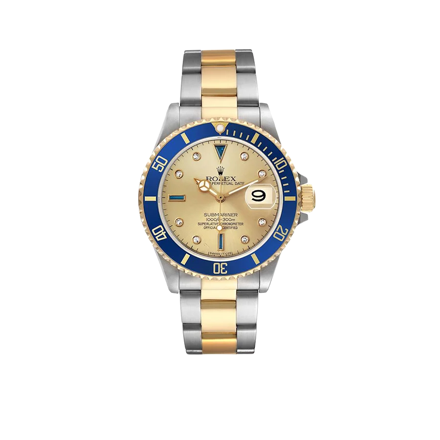 Submariner Steel Yellow Gold 40mm Diamond Serti Mens Watch 16613
