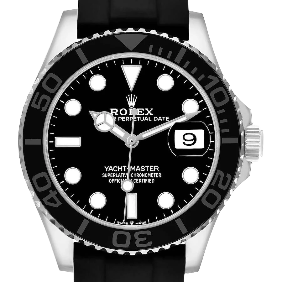 Yachtmaster 42mm White Gold Oysterflex Bracelet Mens Watch 226659