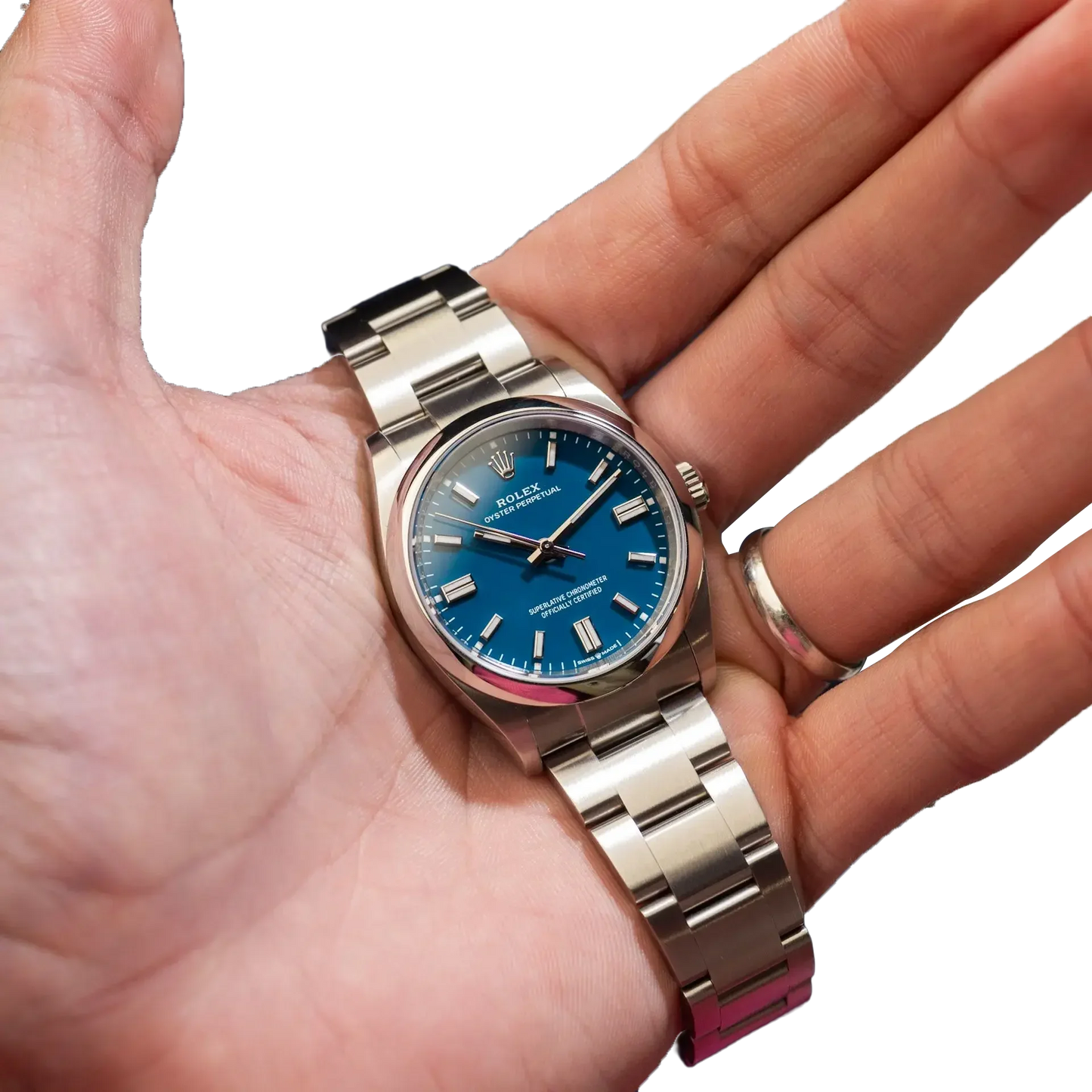 Oyster Perpetual 41mm Stainless Steel Med Blue Dial Men Watch 134300-0009 New 2025
