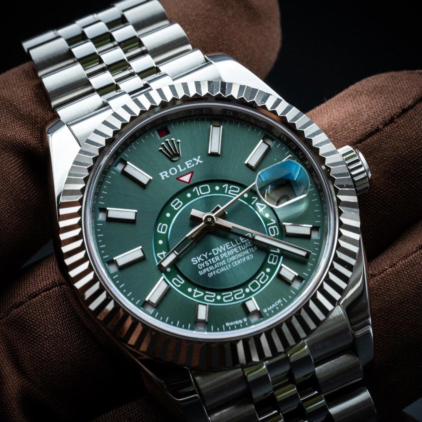 Sky-Dweller Stainless Steel Green Dial Jubilee 336934-0002 New