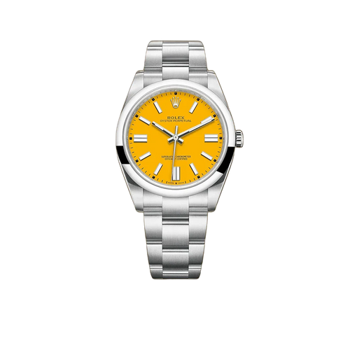 Oyster Perpetual 41mm Stainless Steel Yellow Dial Men Watch 124300-0004