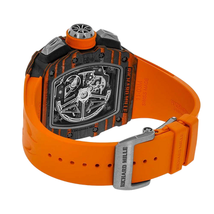 RM 11-03 McLaren Carbon TPT, Skeleton Dial, Orange Strap, 50 mm
